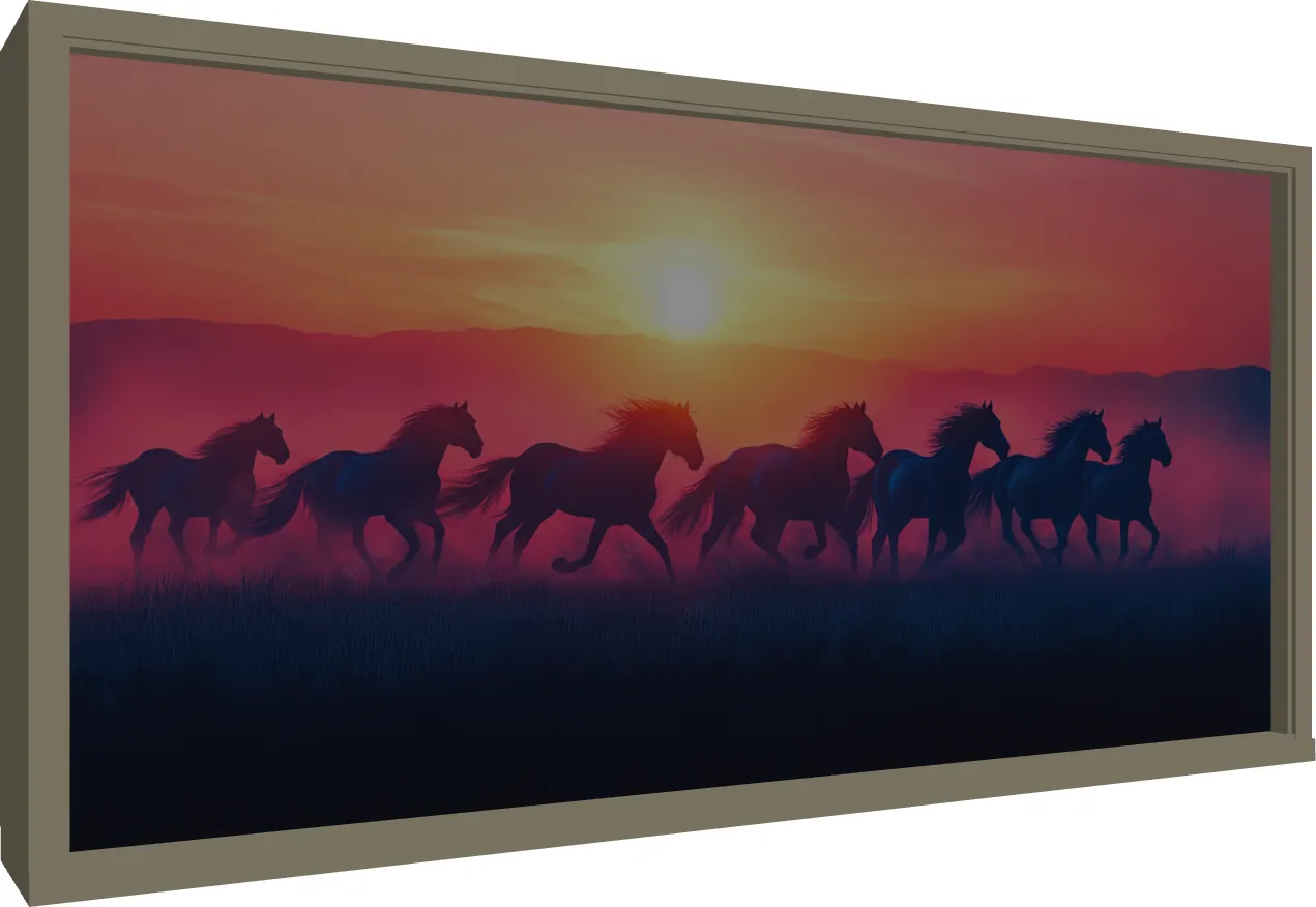 Lucky Seven Horses Generative AI Wall Art — floater frame preview | PrintPosters.in